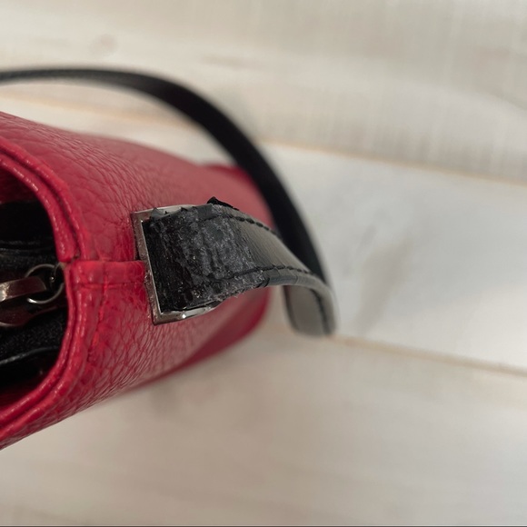 La Tour Eiffel Red Pebbled Leather Bag Vintage Paris - Picture 6 of 10